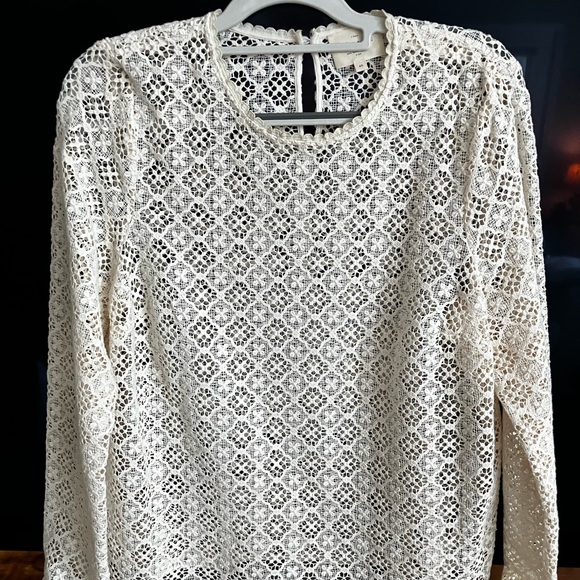 Sezane Lova Ecru Lace Guipure Long-Sleeve Blouse, in Beige, Size 8 (40), Like Ne - Picture 2 of 3